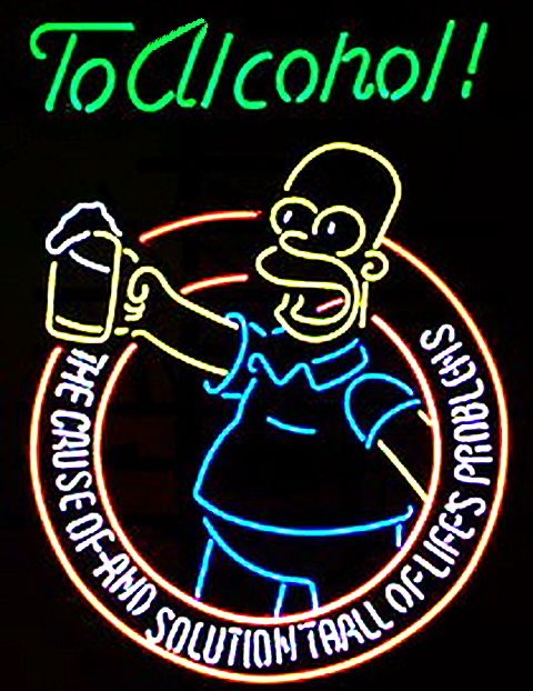 Homer Simpson Alcohol Neon Sign